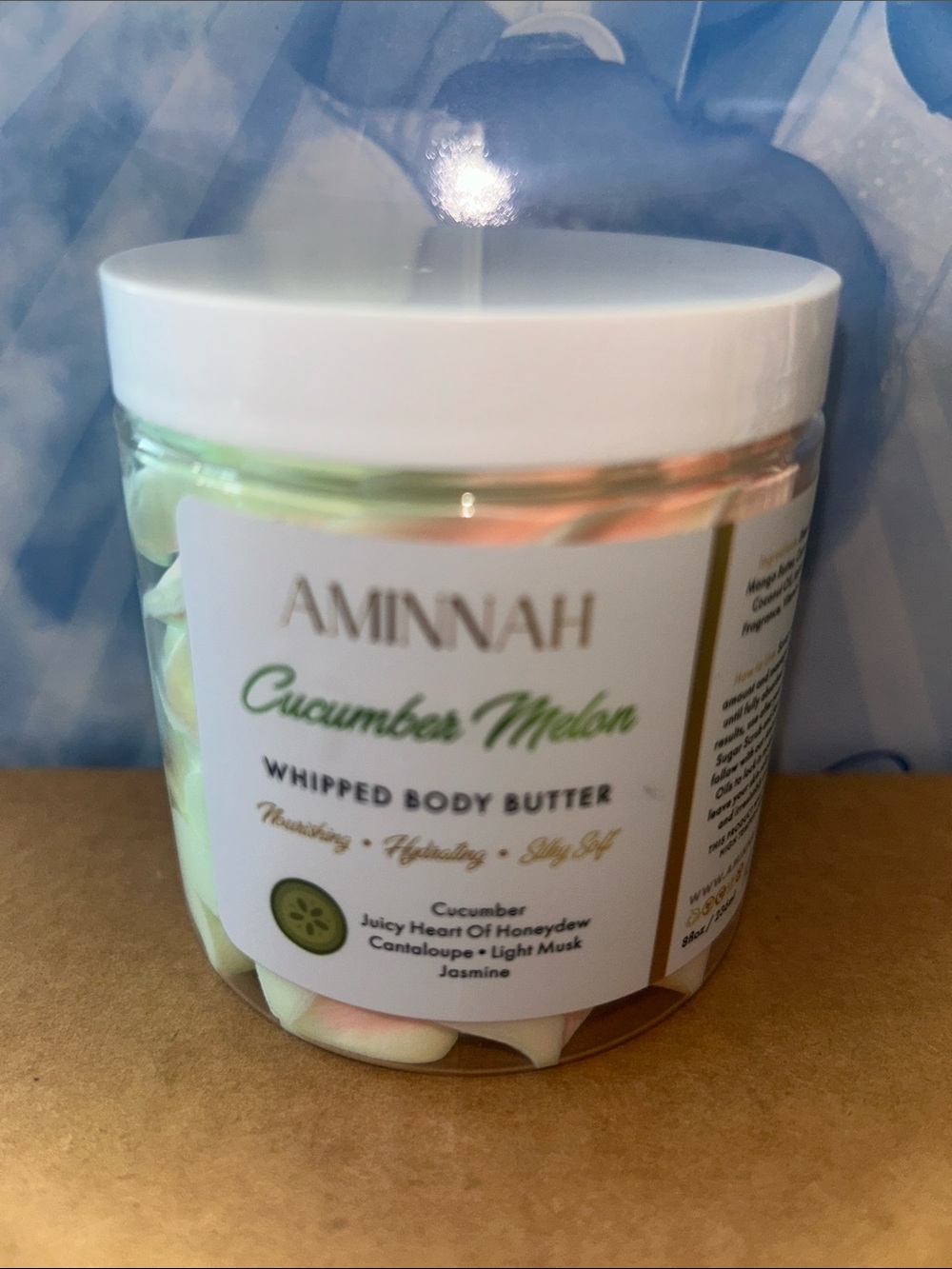 AMINNAH Cucumbers Melon Whipped Body Butter - Green & Cream
